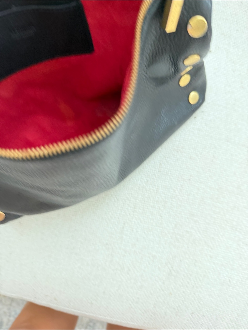 Hammitt Black Leather Crossbody with Red Zip and Gold Studs - Picture 5 of 6